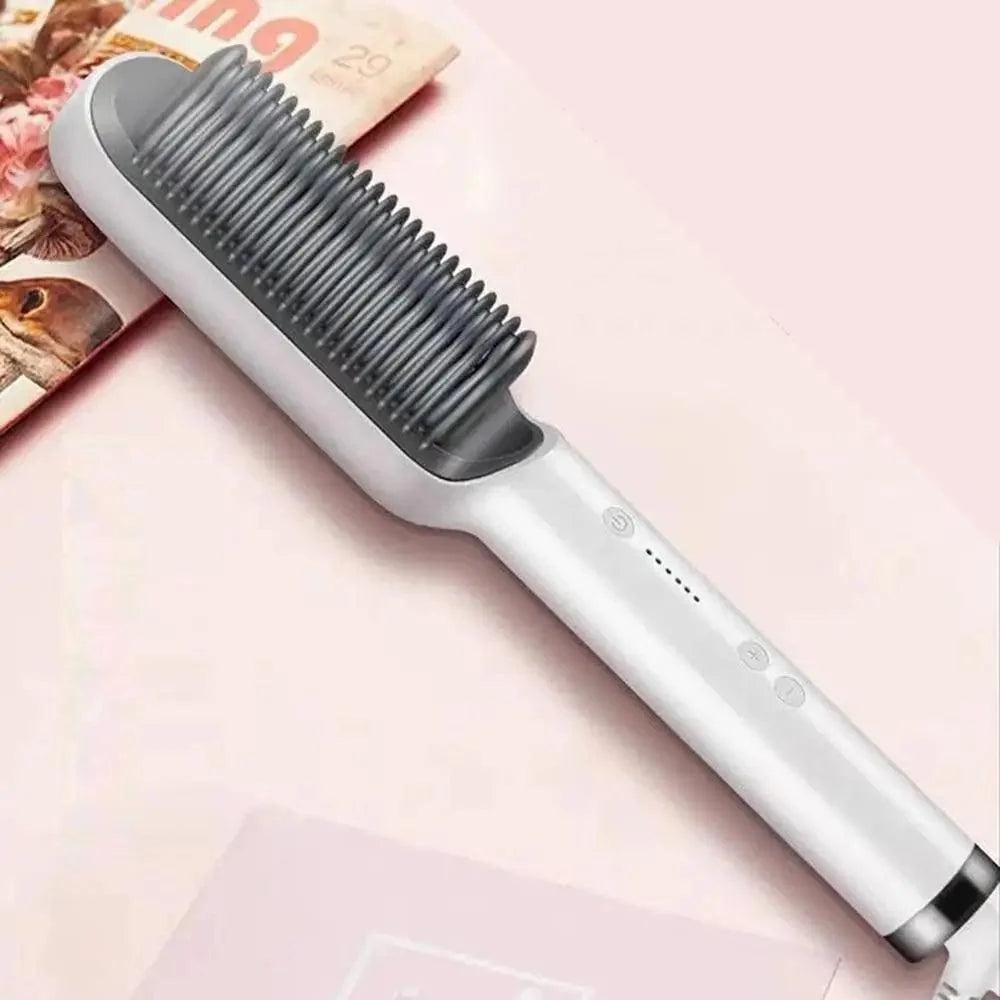 Peigne lissant multifonctionnel 3 en 1, brosse lissante noire et rouge portable, peigne à chauffage rapide pour homme, lisseur de barbe de voyage, cadeau parfait pour les adultes.