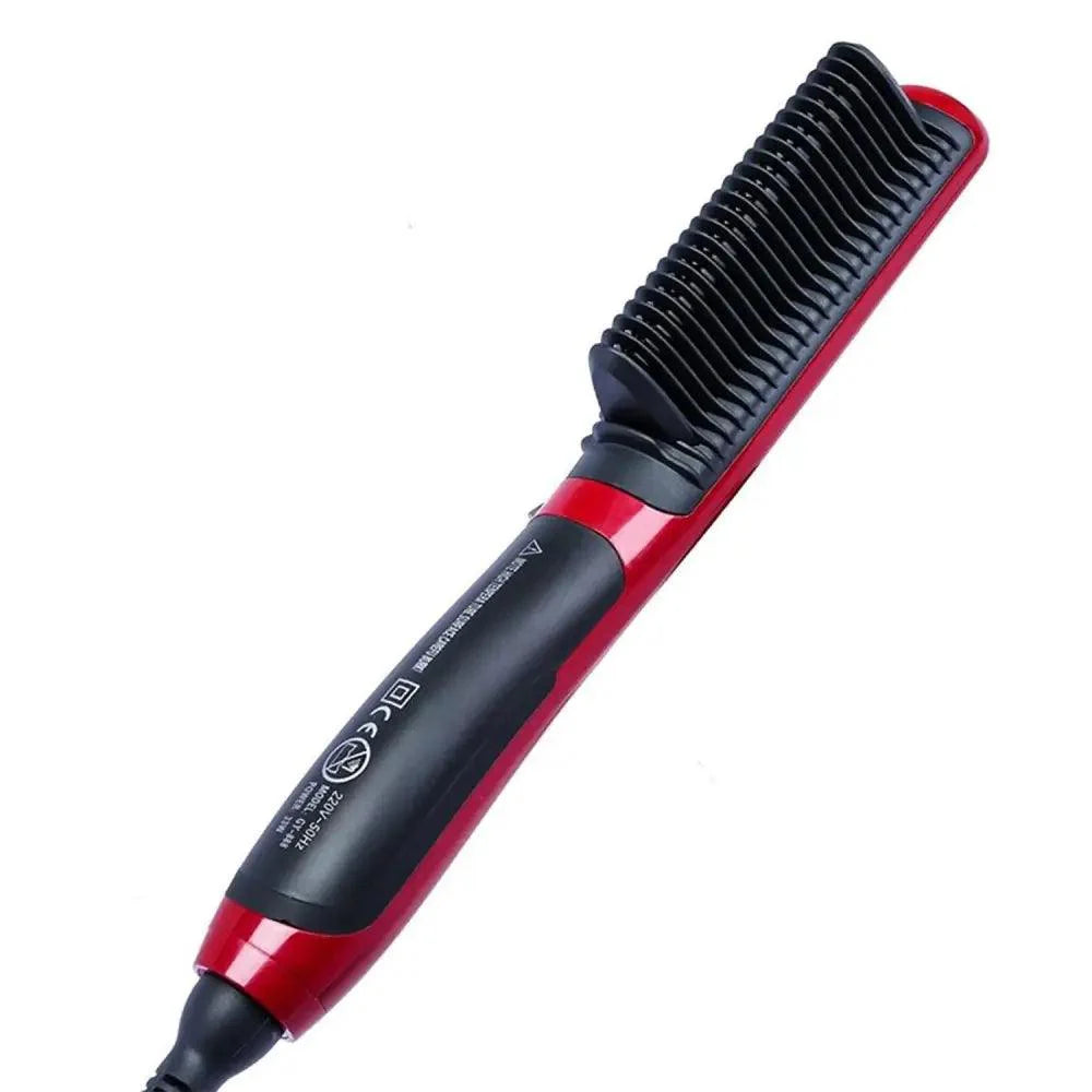 Peigne lissant multifonctionnel 3 en 1, brosse lissante noire et rouge portable, peigne à chauffage rapide pour homme, lisseur de barbe de voyage, cadeau parfait pour les adultes.