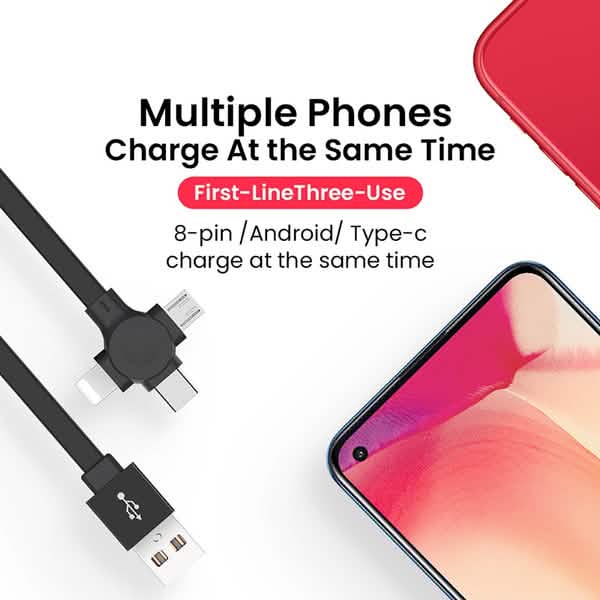 Câble de charge rétractable portable 3-en-1