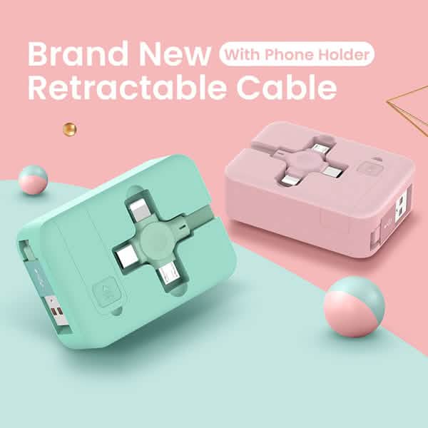 Câble de charge rétractable portable 3-en-1