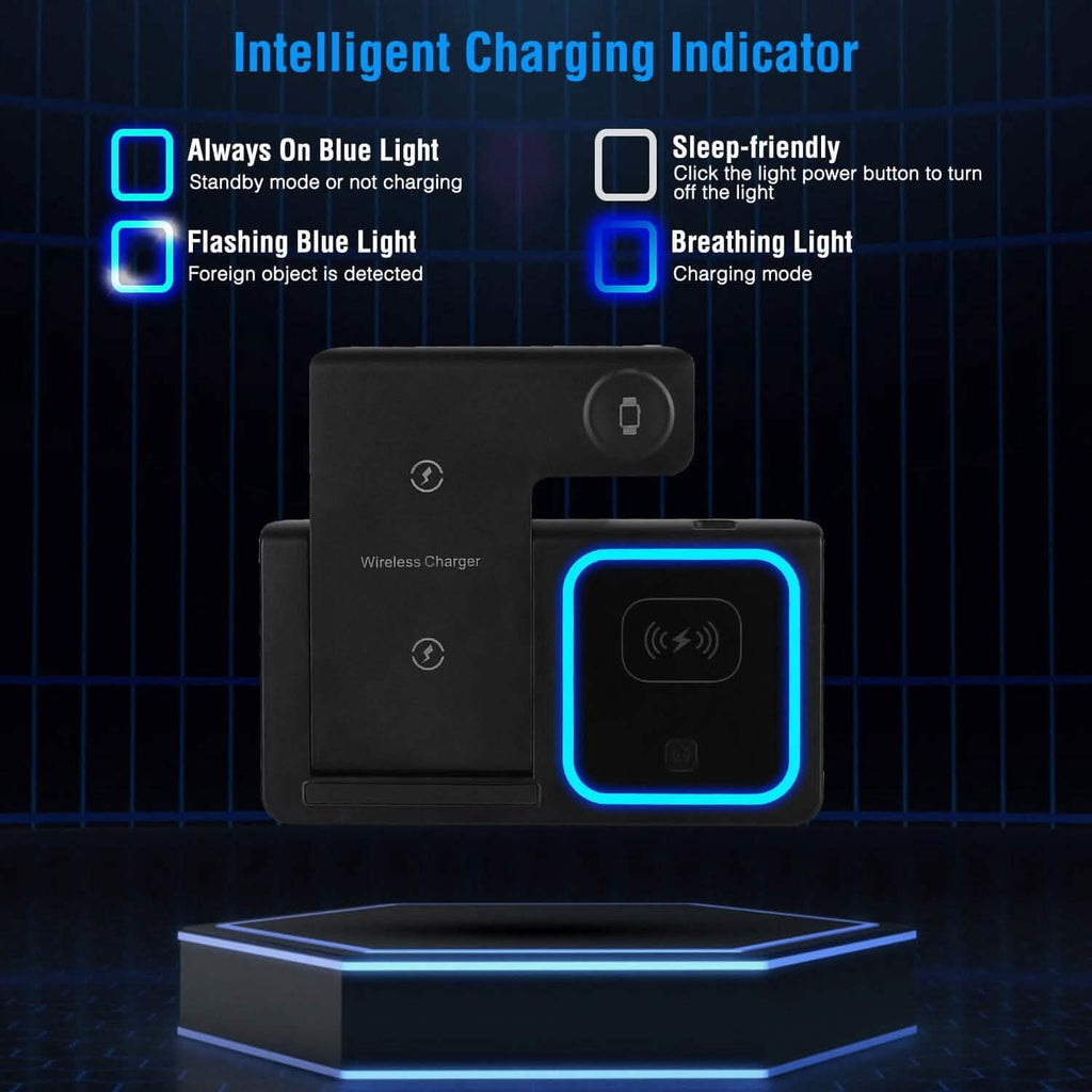 Station de recharge rapide sans fil pliable 3-en-1