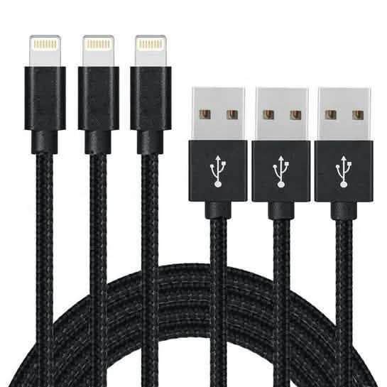 Paquet de 3 : Câbles Lightning tressés de 3 mètres