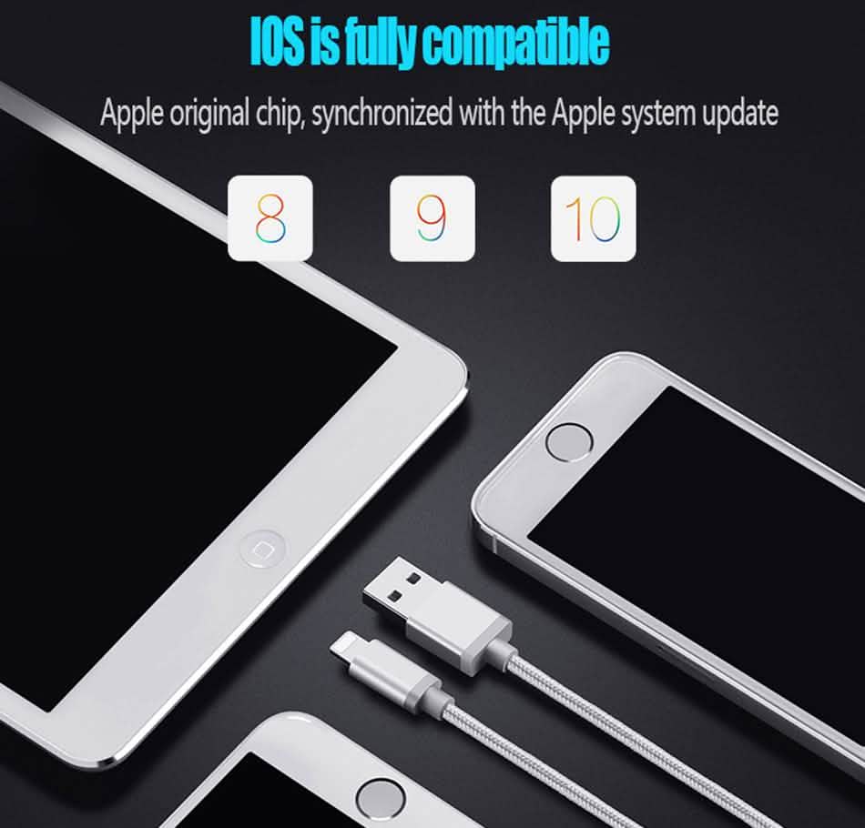 Lot de 3 : Câble USB Lightning pour iPhone tressé renforcé de 3 m