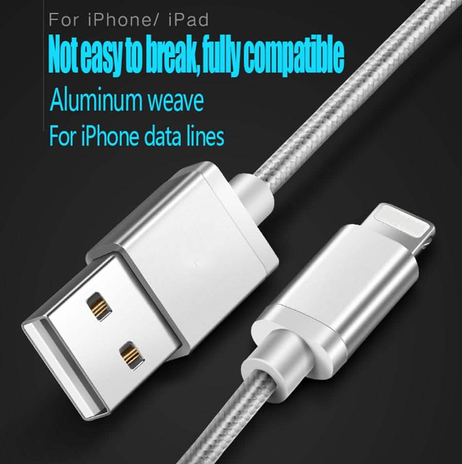 Lot de 3 : Câble USB Lightning pour iPhone tressé renforcé de 3 m