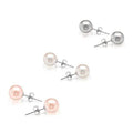 Lot de 3 : Puces d'oreilles plaquées or blanc 18 carats avec perles
