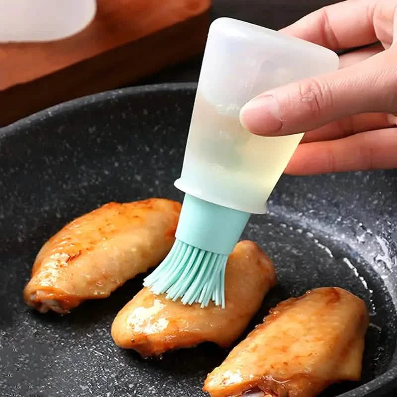 Lot de 3 : Bouteille de Pinceau à Huile en Silicone pour Barbecue de 65 ml avec Fond Plat