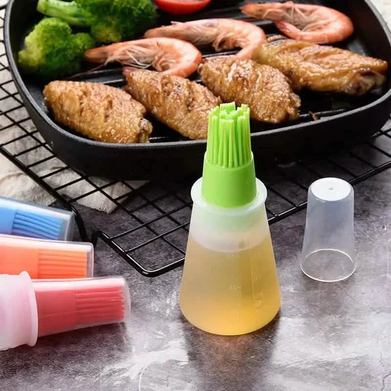 Lot de 3 : Bouteille de Pinceau à Huile en Silicone pour Barbecue de 65 ml avec Fond Plat