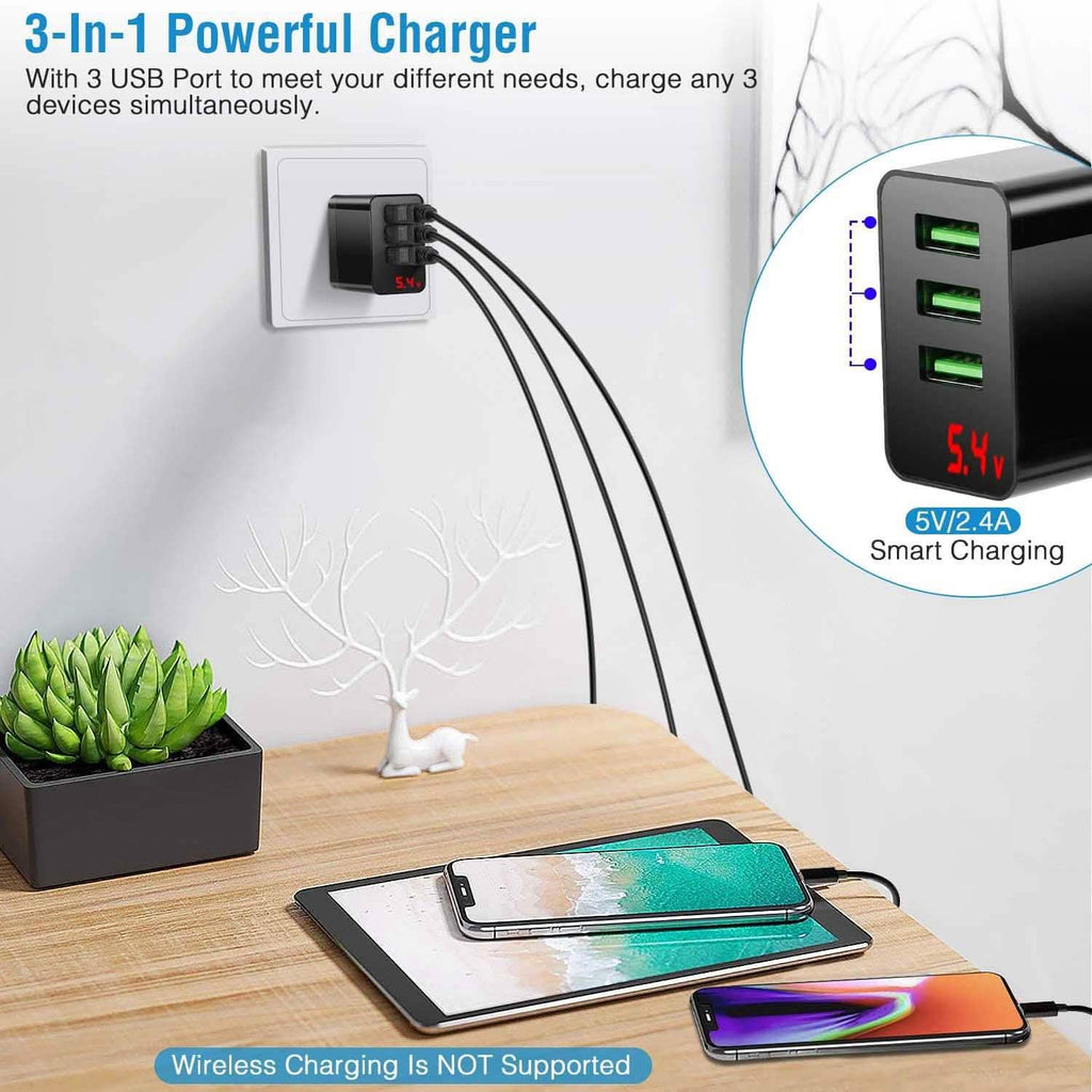 Paquet de 3 : Chargeur mural USB 3 ports