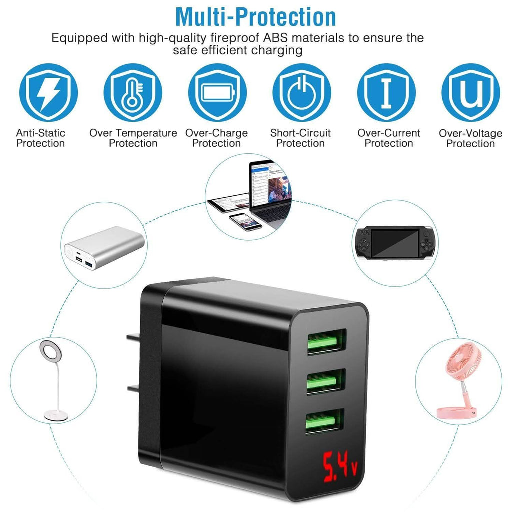 Paquet de 3 : Chargeur mural USB 3 ports
