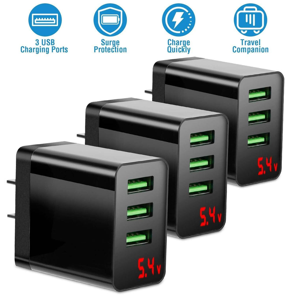 Paquet de 3 : Chargeur mural USB 3 ports