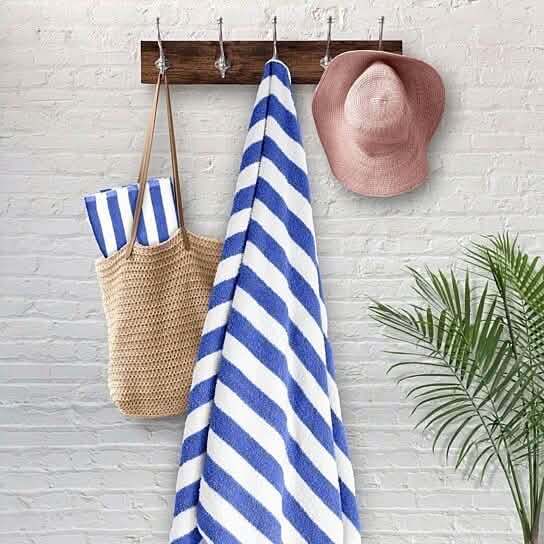 Paquet de 3: Serviettes de plage pour hôtel ou cabine de piscine, ultra-douces, 100% coton, rayées, 76 x 152 cm