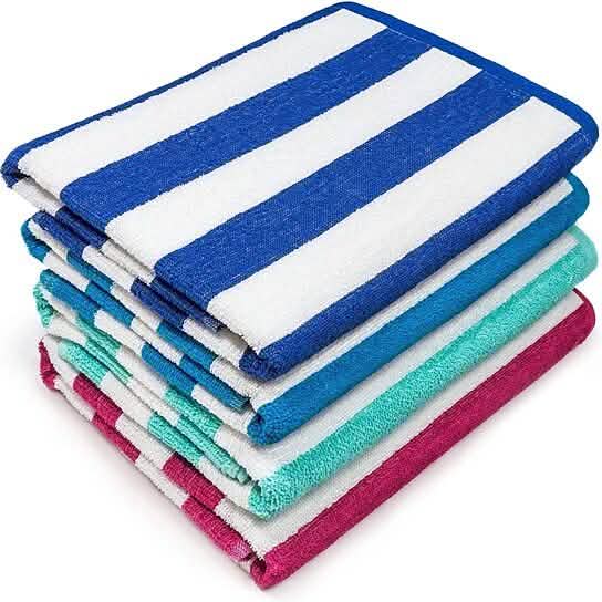 Paquet de 3: Serviettes de plage pour hôtel ou cabine de piscine, ultra-douces, 100% coton, rayées, 76 x 152 cm