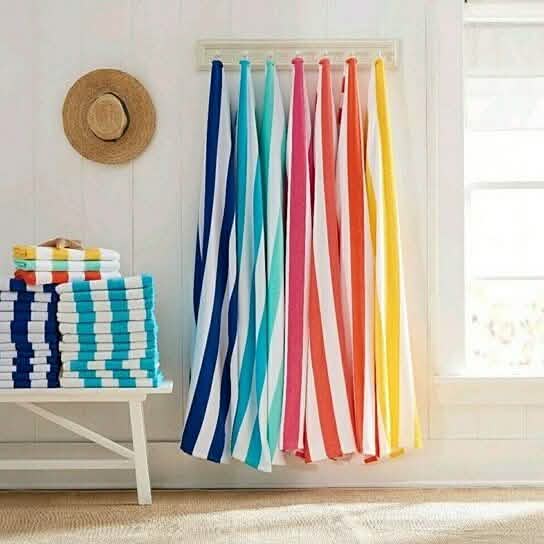 Paquet de 3: Serviettes de plage pour hôtel ou cabine de piscine, ultra-douces, 100% coton, rayées, 76 x 152 cm