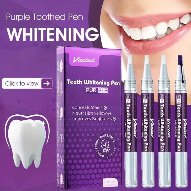 Lot de 3 : Stylo de blanchiment des dents violet au goût de menthe 3 ml/0,1 fl oz