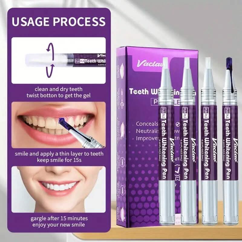 Lot de 3 : Stylo de blanchiment des dents violet au goût de menthe 3 ml/0,1 fl oz