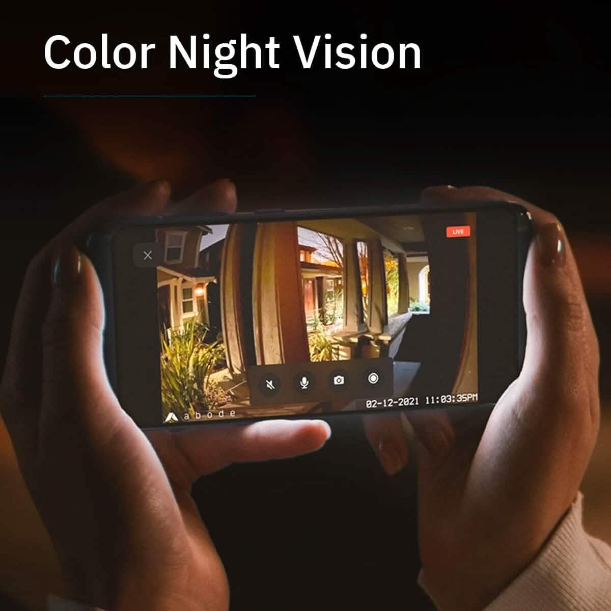 Lot de 3 : Caméra de sécurité connectée WiFi intérieure/extérieure Abode Cam 2 avec vidéo couleur basse lumière, détection de mouvement et audio bidirectionnel (Reconditionné)