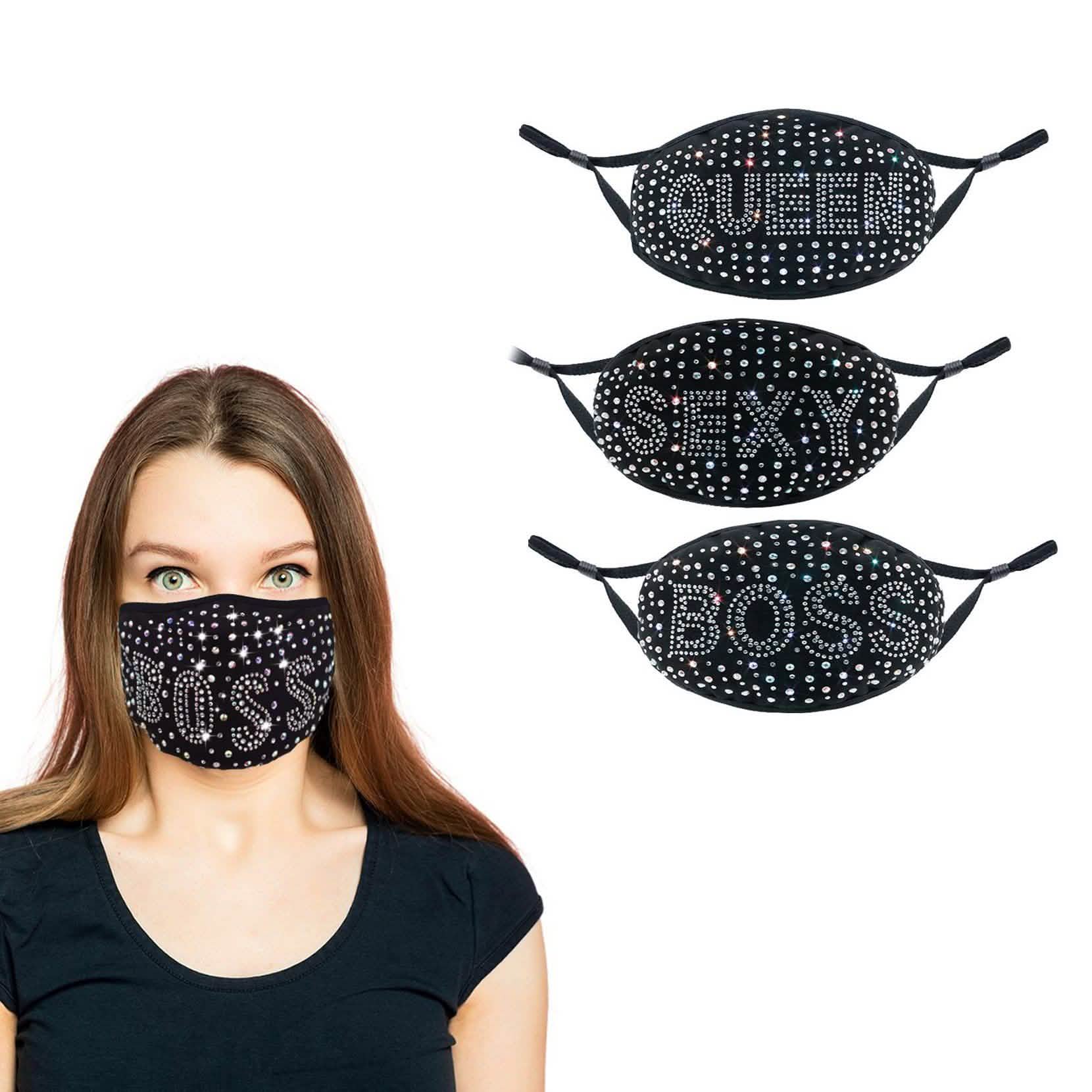 Lot de 3 : Masque en coton All the Blings avec strass