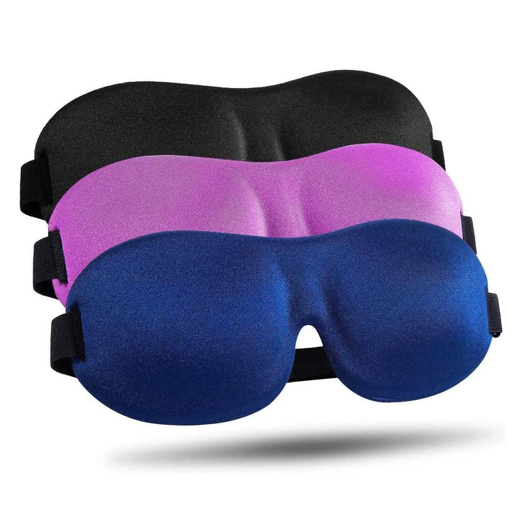 Lot de 3 : Masque de sommeil occultant avec sangle ajustable