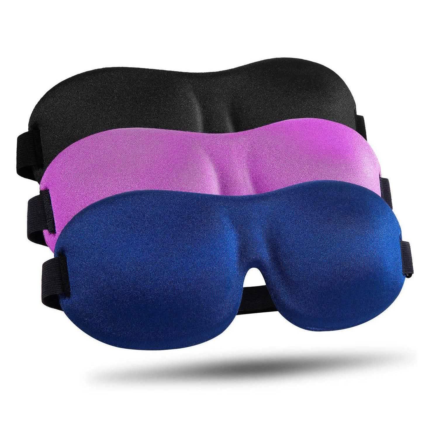 Lot de 3 : Masque de sommeil occultant avec sangle ajustable