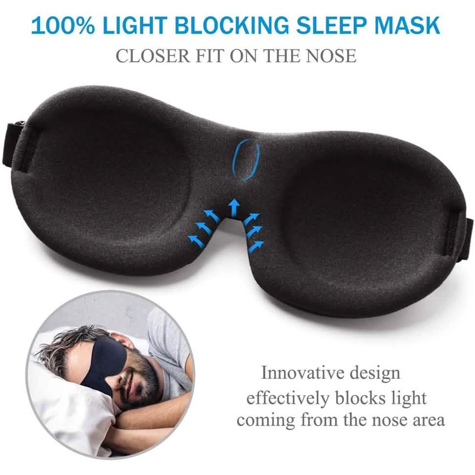 Lot de 3 : Masque de sommeil occultant avec sangle ajustable