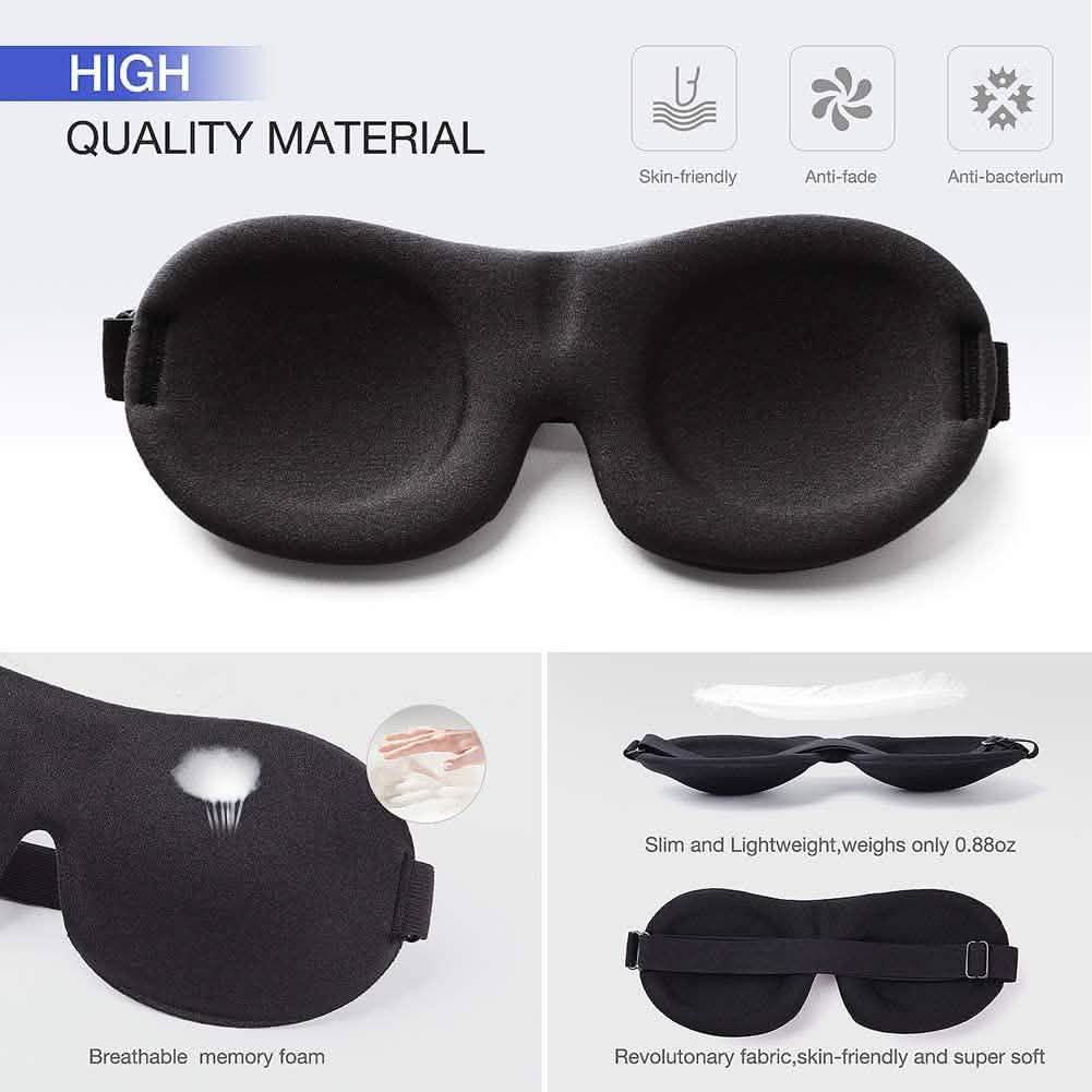 Lot de 3 : Masque de sommeil occultant avec sangle ajustable