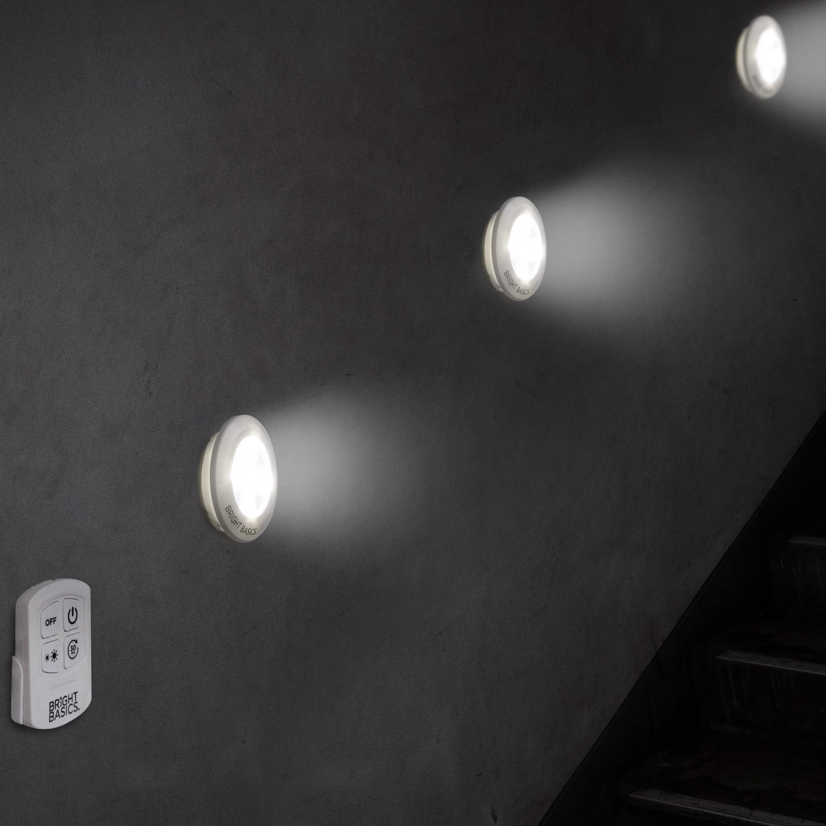 Lot de 3 : Lampes LED Puck sans fil Ultra Minces Bright Basics avec Télécommande