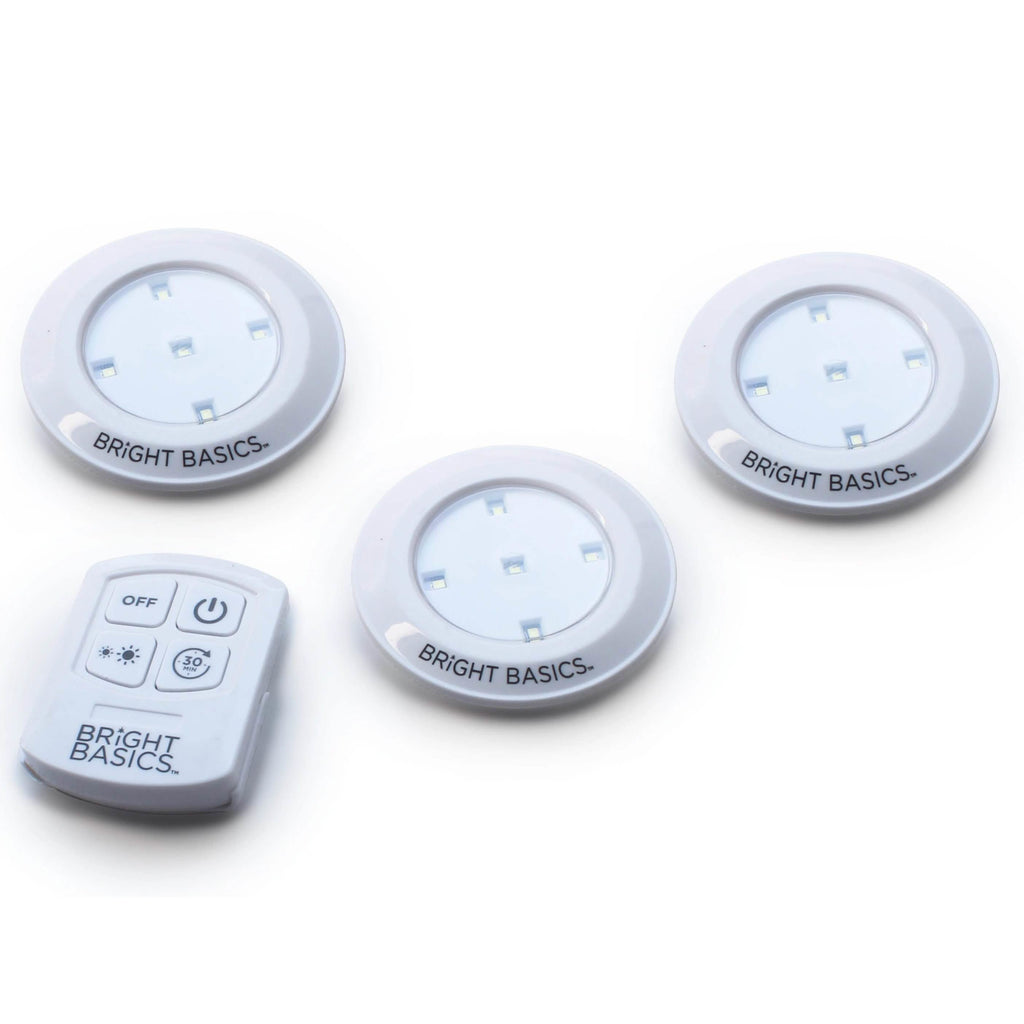 Lot de 3 : Lampes LED Puck sans fil Ultra Minces Bright Basics avec Télécommande