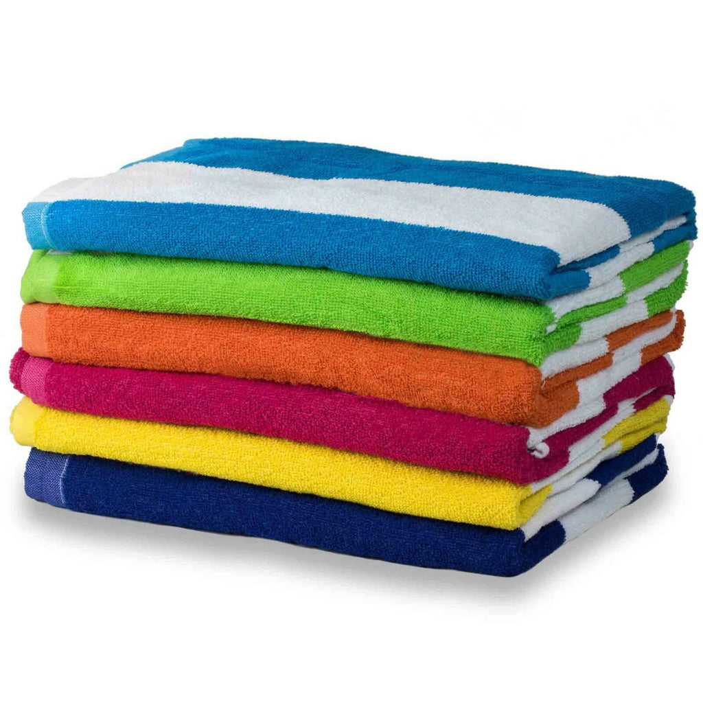 Lot de 3 : Serviette de plage en coton à rayures cabana