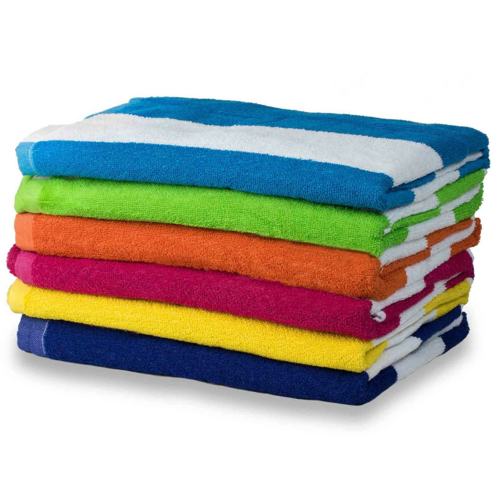 Lot de 3 : Serviette de plage en coton à rayures cabana