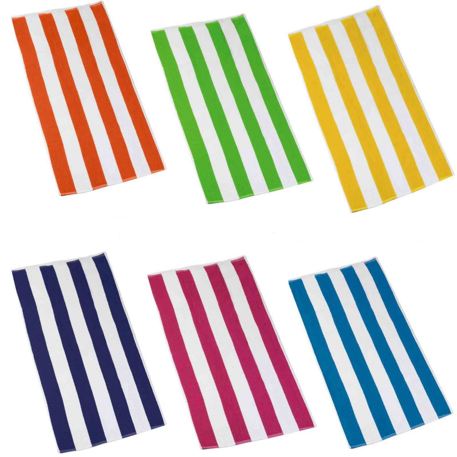 Lot de 3 : Serviette de plage en coton à rayures cabana