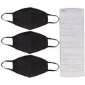 Lot de 3 : Masques en coton réutilisables avec 10 filtres