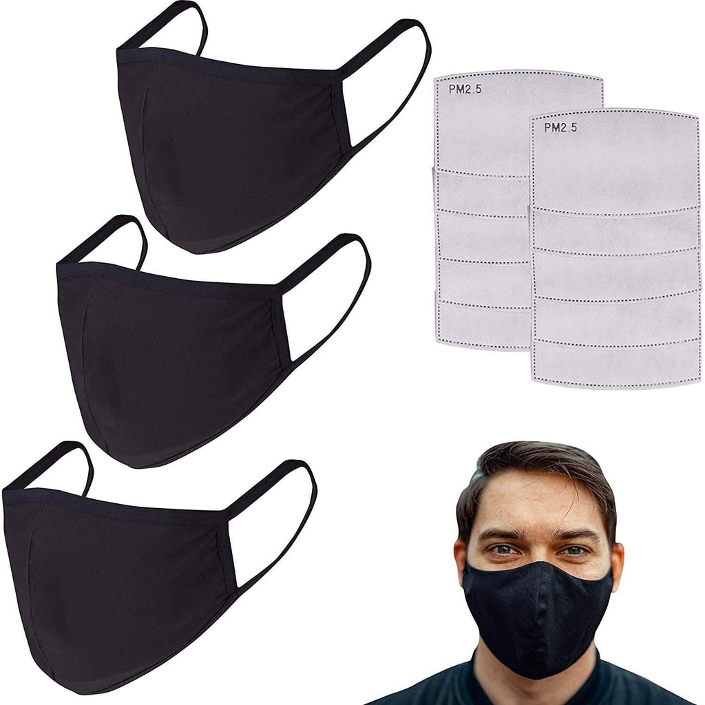Lot de 3 : Masques en coton réutilisables avec 10 filtres