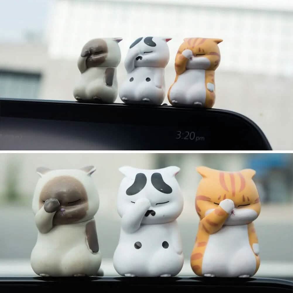 Lot de 3 : Figurines de chats miniatures Décoration animale de dessin animé