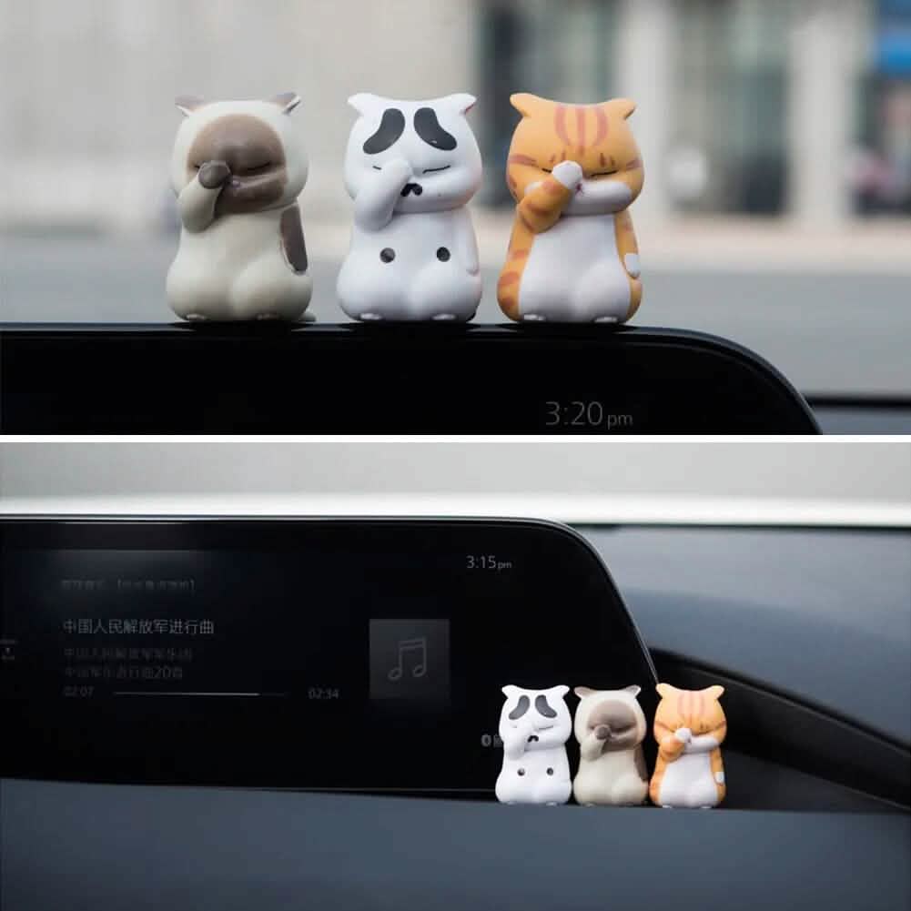 Lot de 3 : Figurines de chats miniatures Décoration animale de dessin animé
