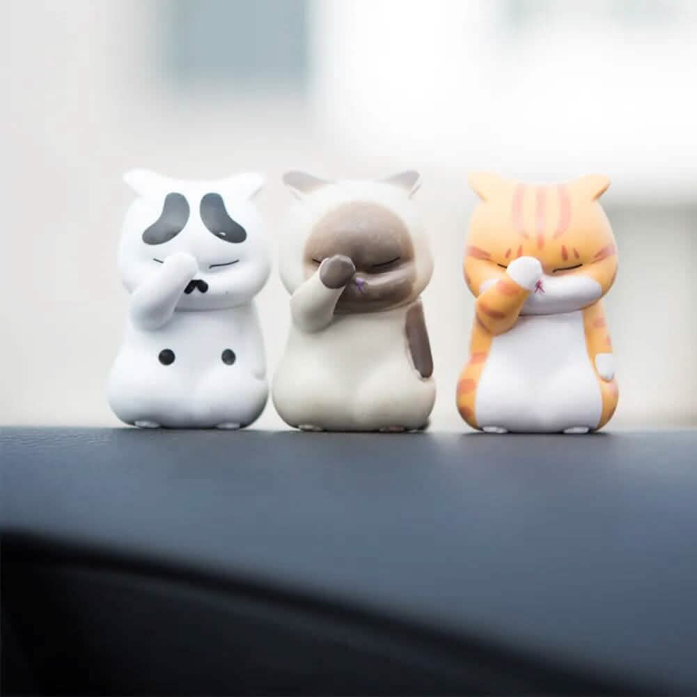 Lot de 3 : Figurines de chats miniatures Décoration animale de dessin animé