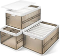 Lot de 3 : Boîte de rangement pliable avec couvercle Organisateur de placard empilable en plastique