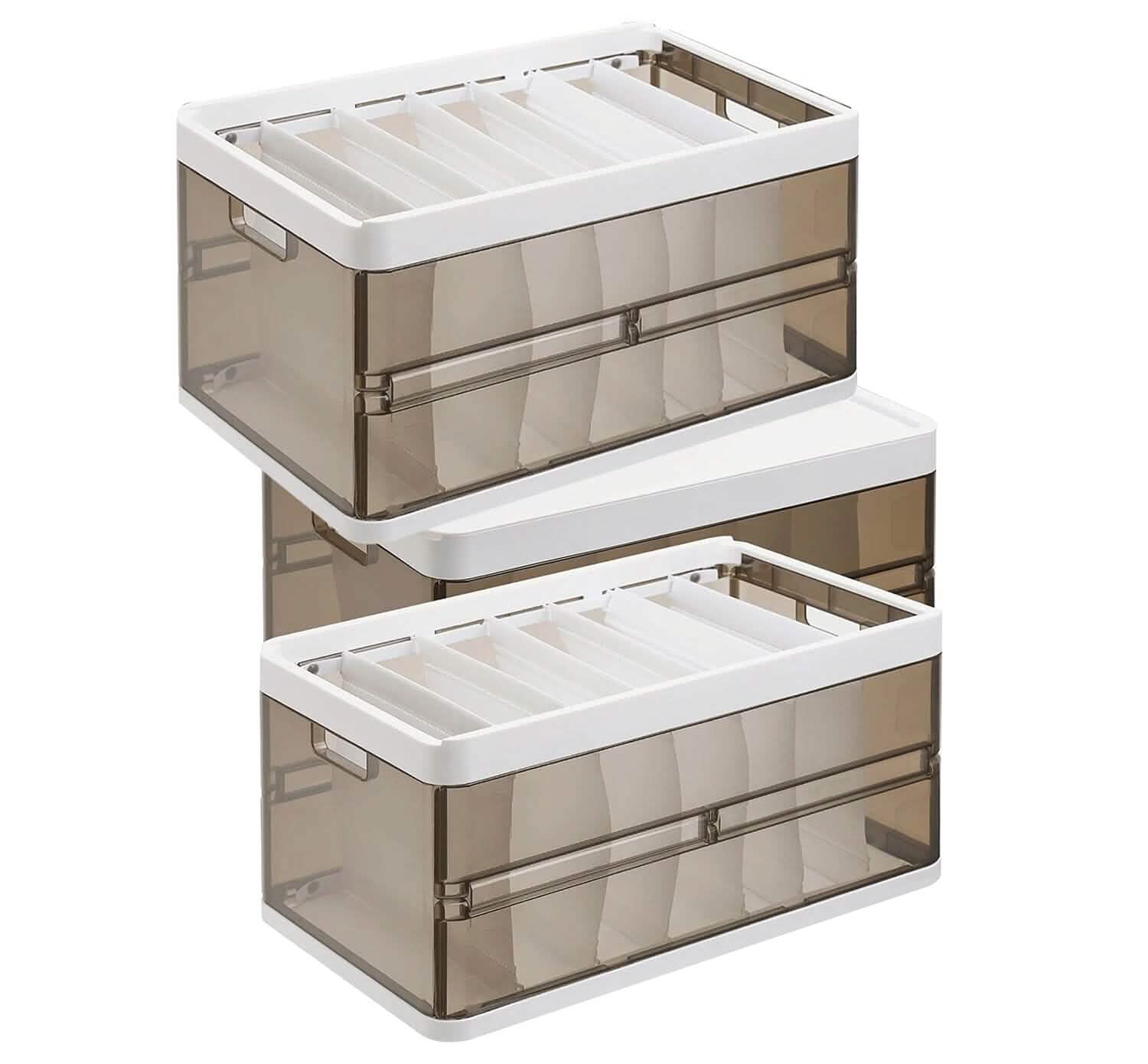 Lot de 3 : Boîte de rangement pliable avec couvercle Organisateur de placard empilable en plastique