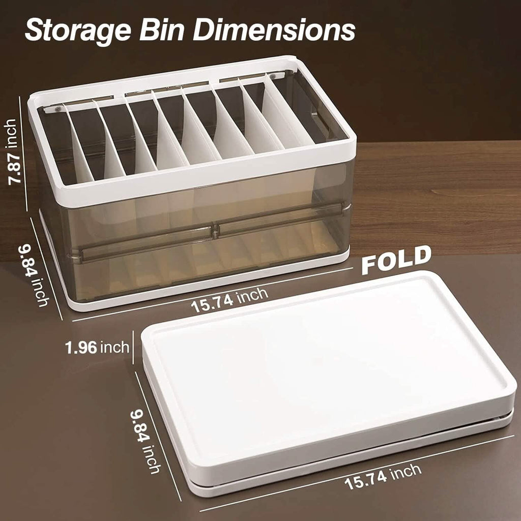 Lot de 3 : Boîte de rangement pliable avec couvercle Organisateur de placard empilable en plastique