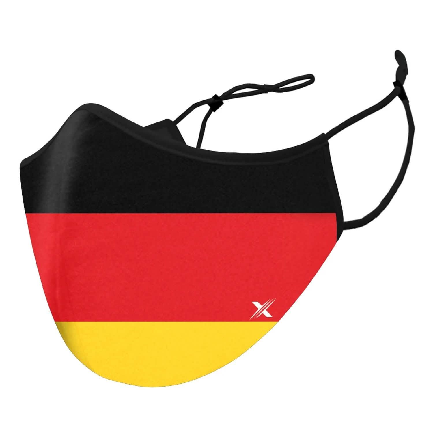 Lot de 3 : Masque réutilisable double couche drapeau de l'Allemagne avec boucles réglables
