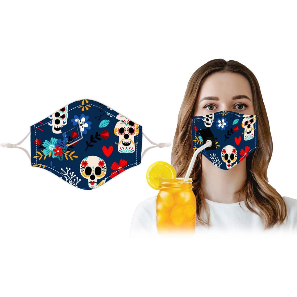 Lot de 3 : Masque réutilisable pour Halloween avec trou pour paille à boire