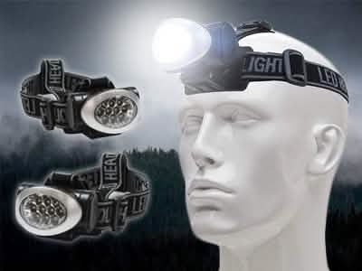 Lot de 3 : lampe frontale Impecca 10 LED 20 lumens résistante à l'eau