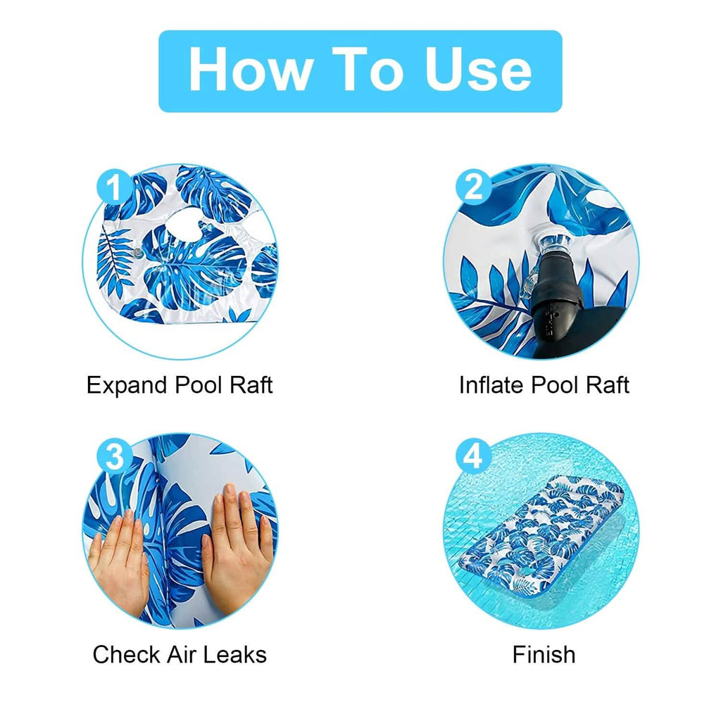 Lot de 3 : Matelas pneumatique de piscine flottant et relaxant pour l'eau, supportant jusqu'à 150 kg avec appuie-tête
