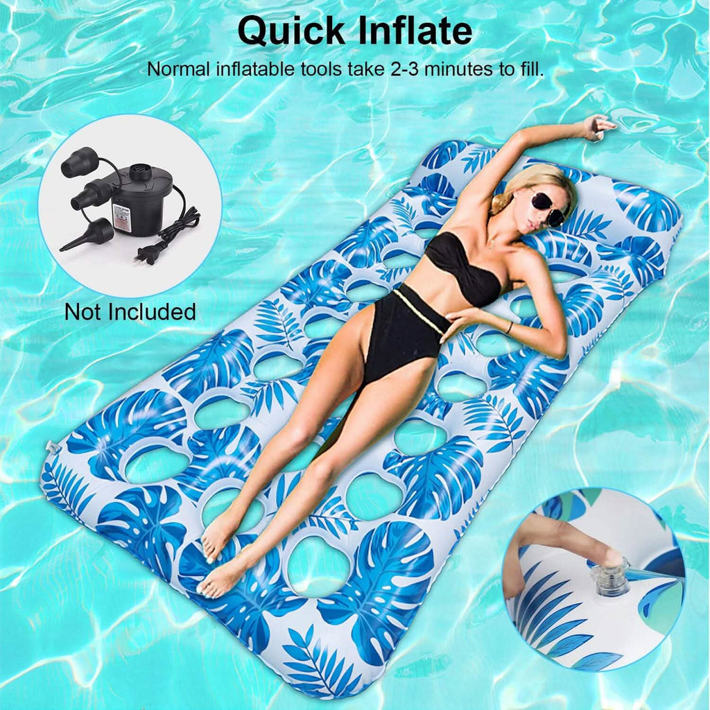 Lot de 3 : Matelas pneumatique de piscine flottant et relaxant pour l'eau, supportant jusqu'à 150 kg avec appuie-tête