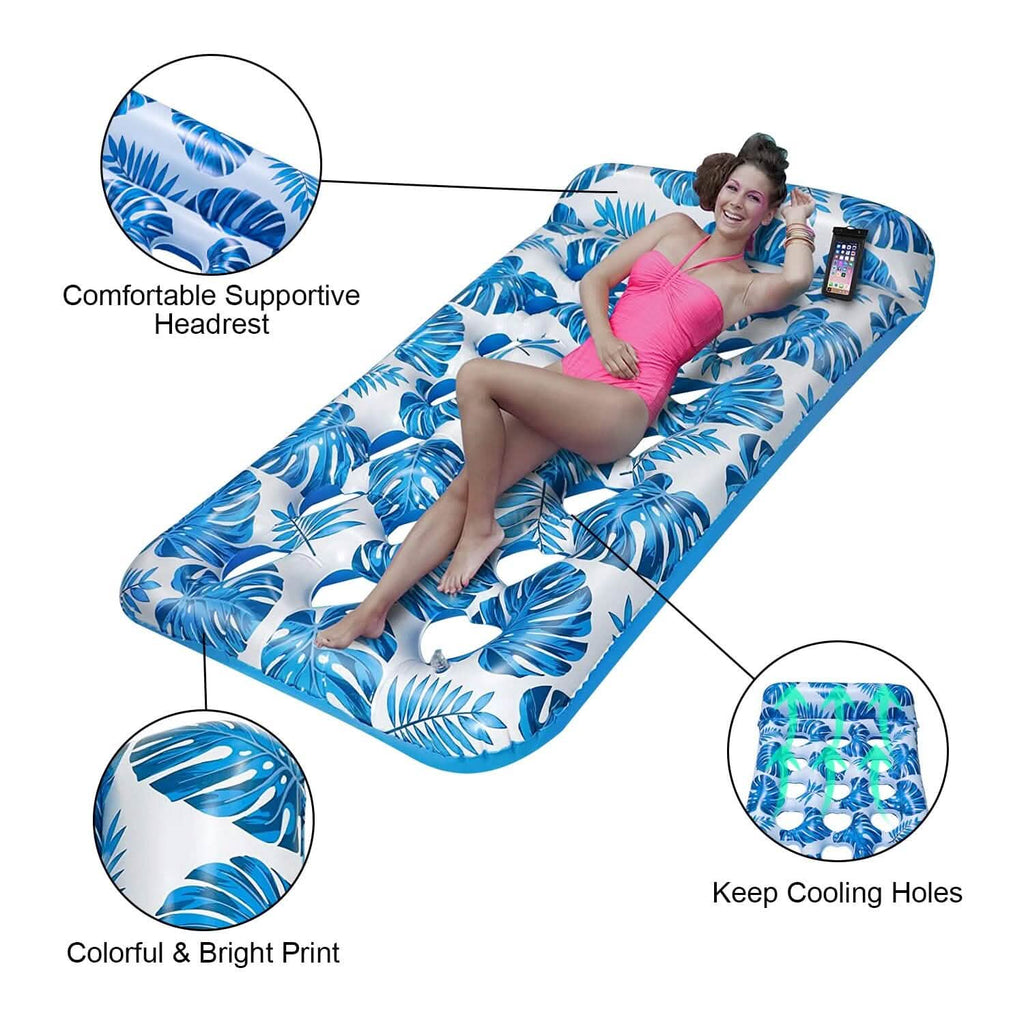 Lot de 3 : Matelas pneumatique de piscine flottant et relaxant pour l'eau, supportant jusqu'à 150 kg avec appuie-tête