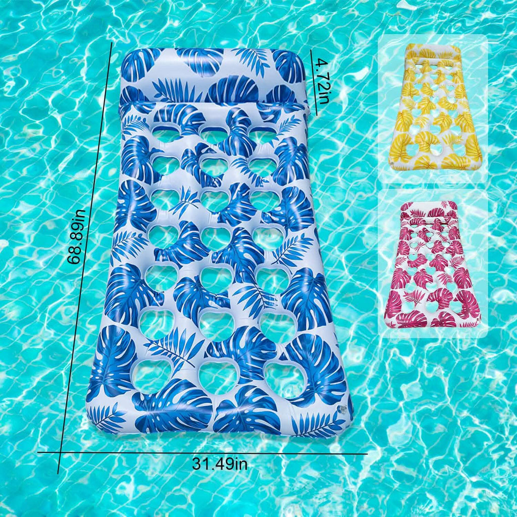 Lot de 3 : Matelas pneumatique de piscine flottant et relaxant pour l'eau, supportant jusqu'à 150 kg avec appuie-tête