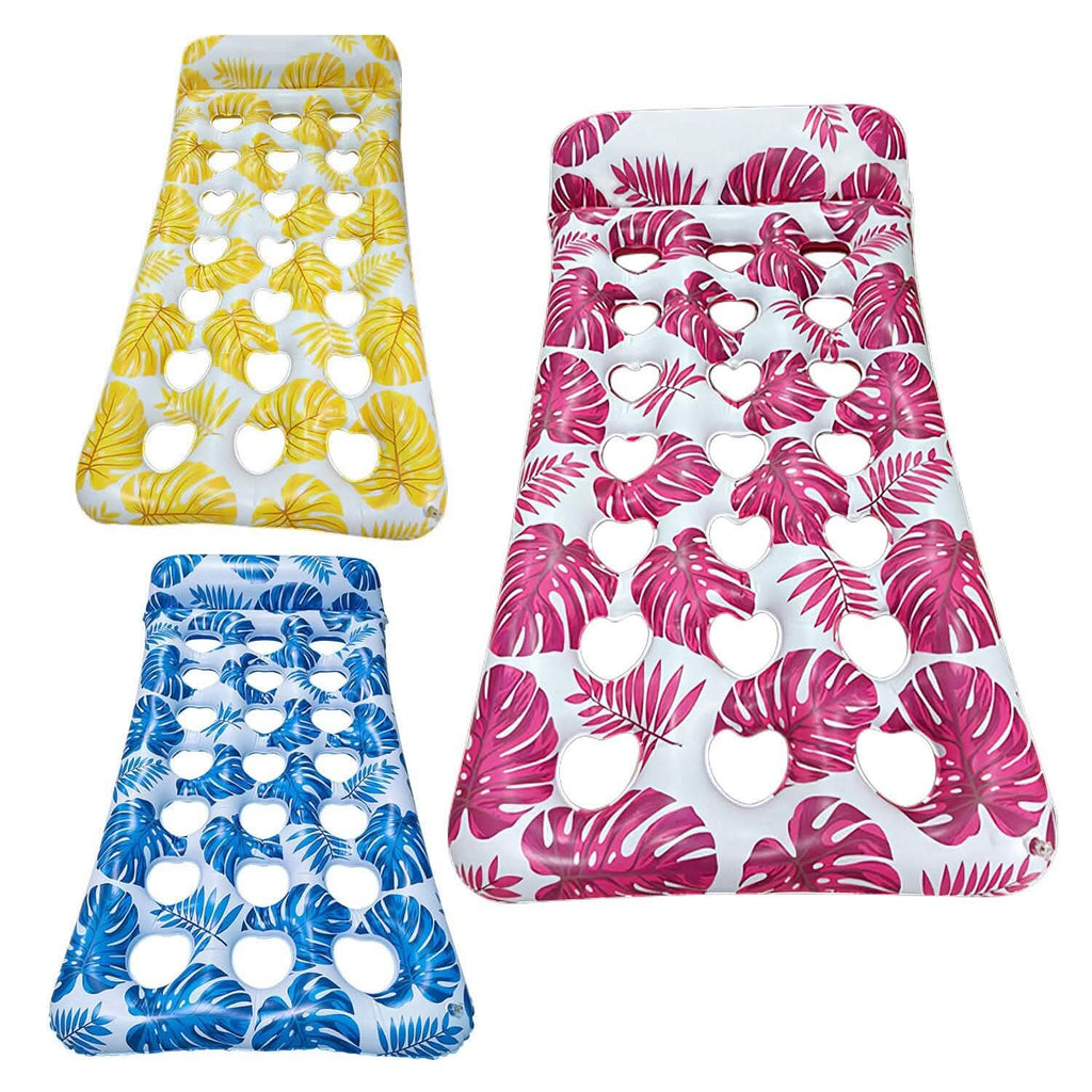 Lot de 3 : Matelas pneumatique de piscine flottant et relaxant pour l'eau, supportant jusqu'à 150 kg avec appuie-tête