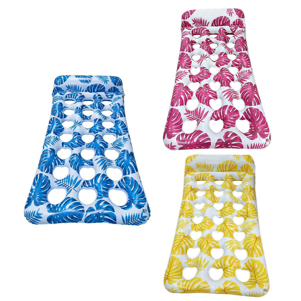 Lot de 3 : Matelas pneumatique de piscine flottant et relaxant pour l'eau, supportant jusqu'à 150 kg avec appuie-tête