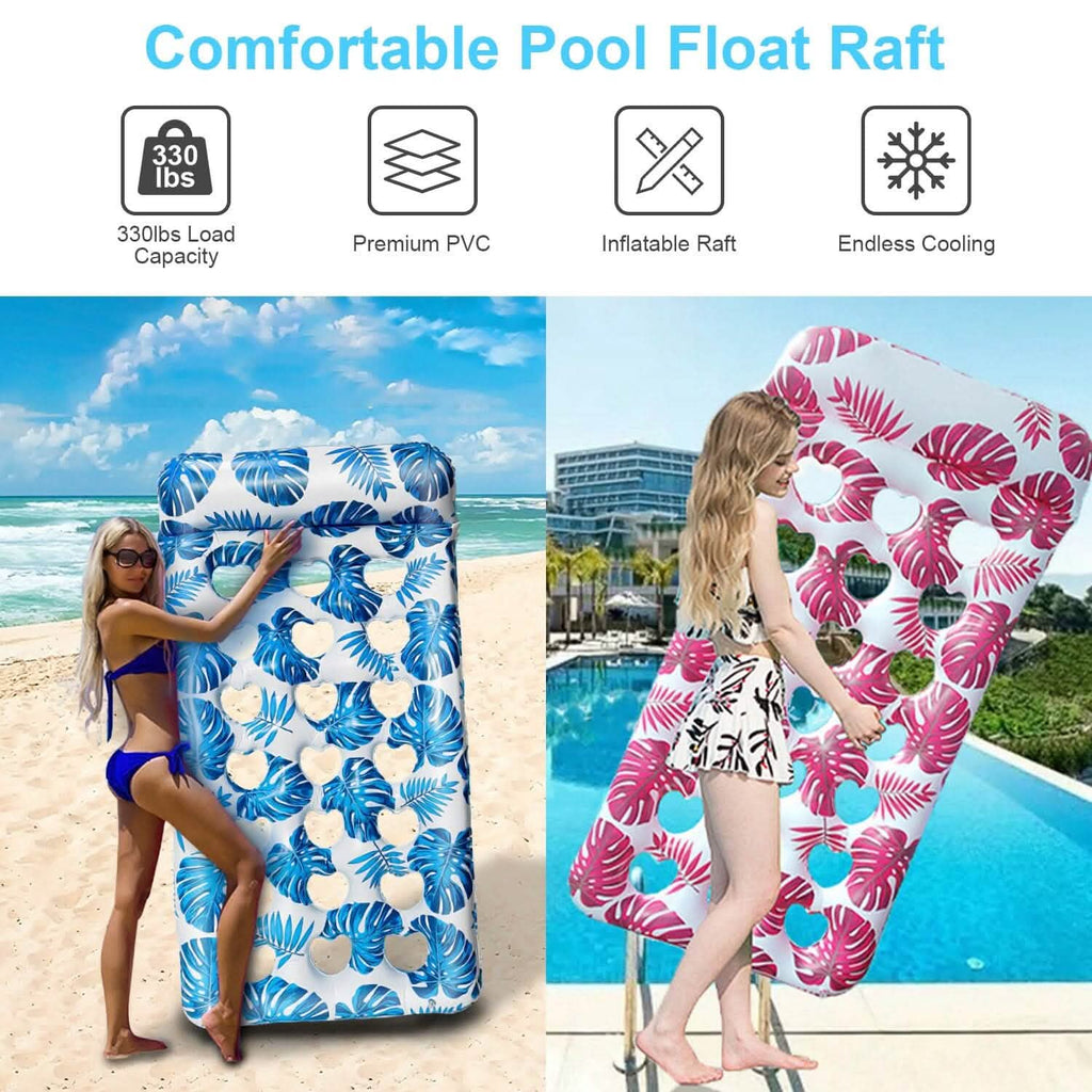 Lot de 3 : Matelas pneumatique de piscine flottant et relaxant pour l'eau, supportant jusqu'à 150 kg avec appuie-tête