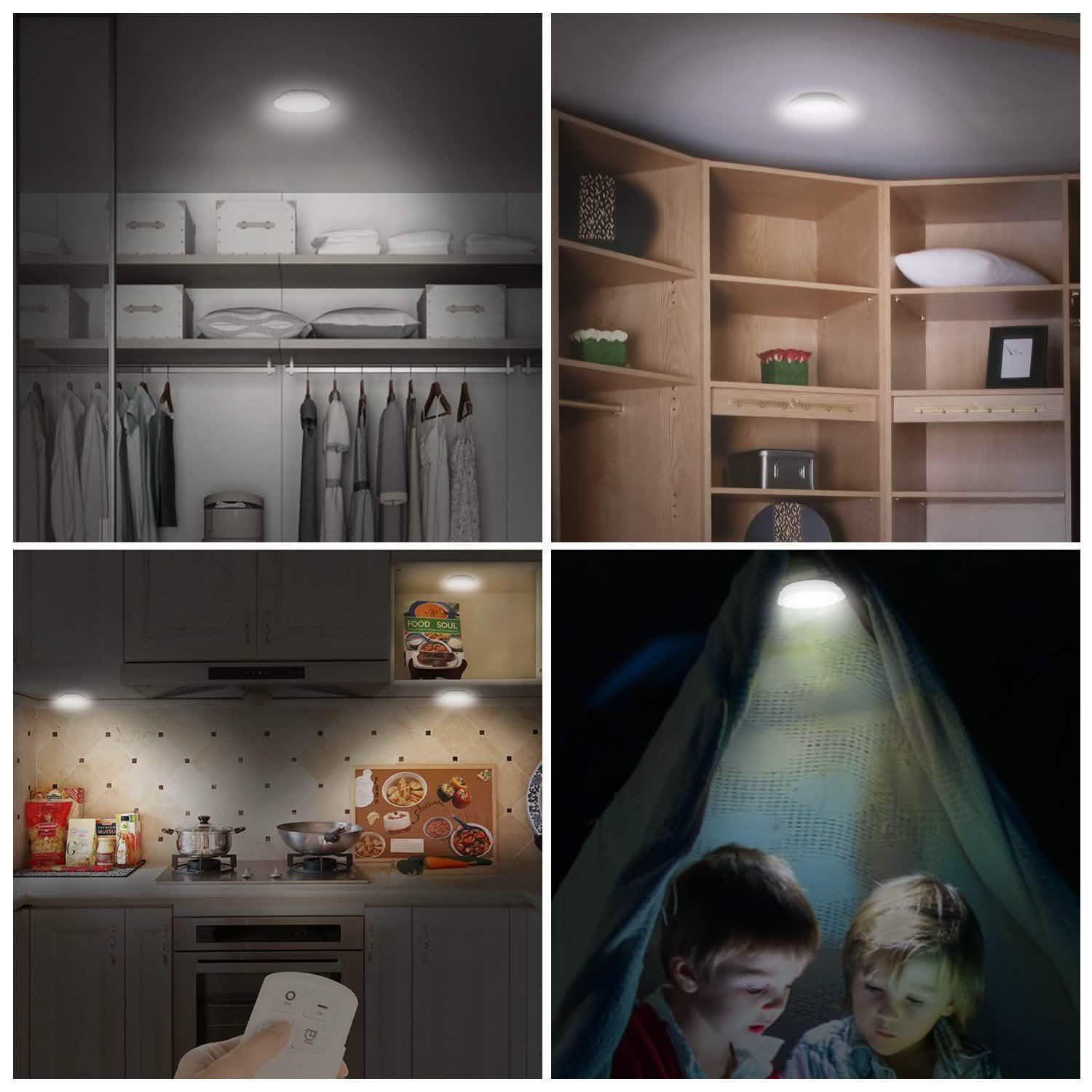 Lot de 3 : Lumières de placard à DEL sans fil en forme de palet