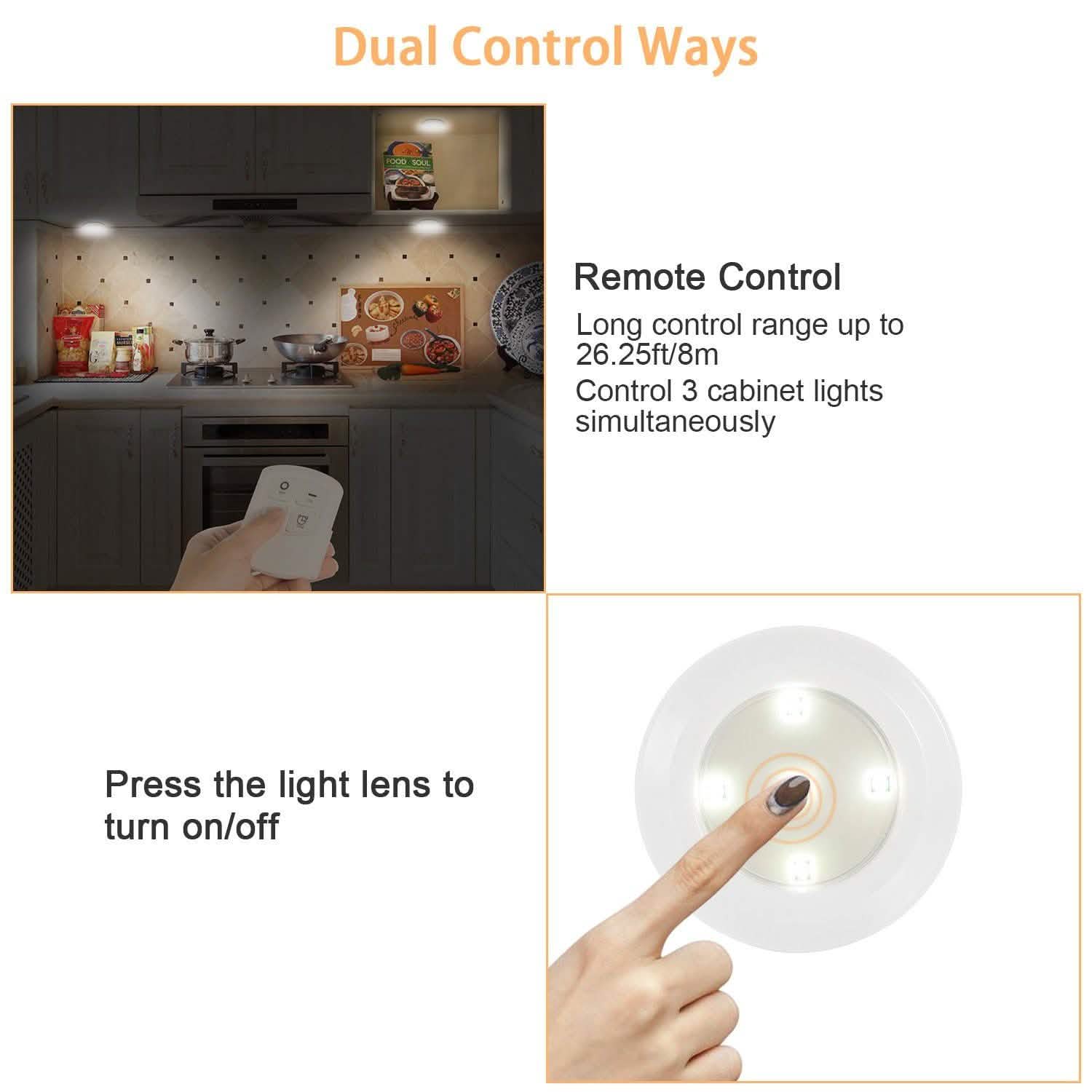 Lot de 3 : Lumières de placard à DEL sans fil en forme de palet